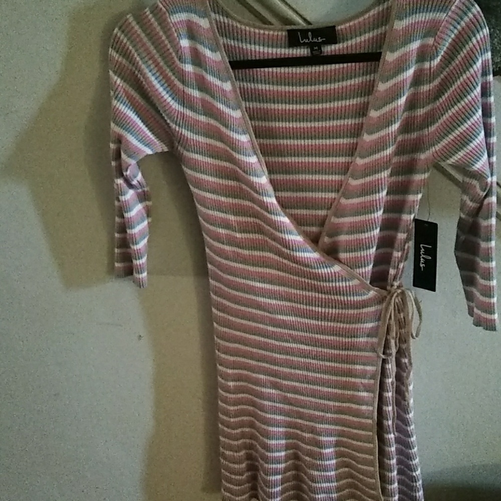 Mini sweater wrap tie dress